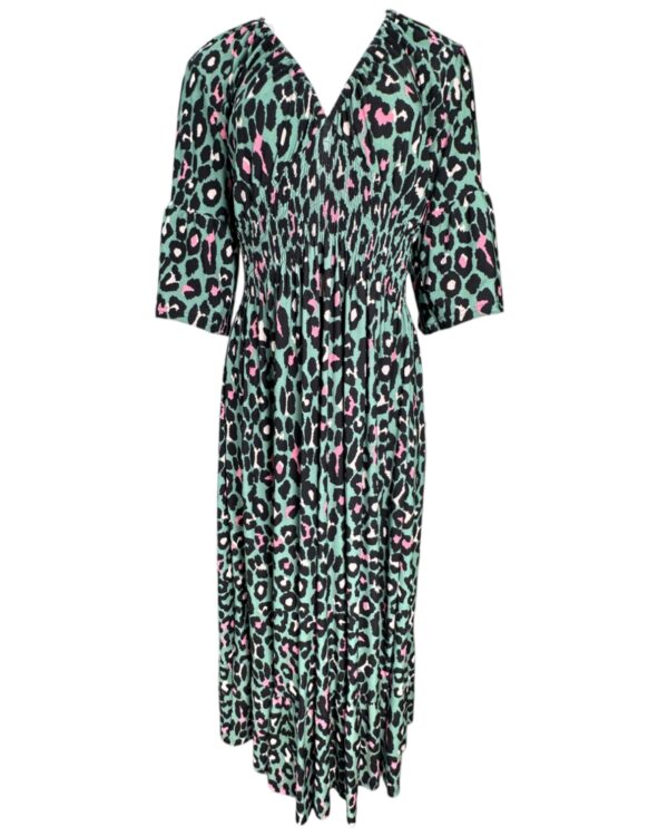 Blue Vanilla Sukienka Damska Zielona Panterka S 36 EU