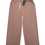 Miego Spodnie Prążkowane Beżowe Luźne S M 36 38 - zdjęcie 1