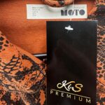 Topshop Moto Kurtka Jeansowa Brązowa Damska Wzór Wąż S 36 EU - zdjęcie 2