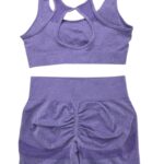 Komplet Sportowy Damski Top + Szorty Push Up Fioletowy M 38 EU - zdjęcie 2