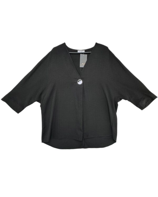 Papaya Bluzka Damska Elegancka Czarna Guzik XXL 44 EU