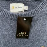 Farah Granatowy Wełniany Sweter Męski S 36 EU - zdjęcie 2