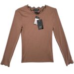 Primark Koszulka Beżowa Prążkowana Długi Rękaw 2XS 32 EU - zdjęcie 1