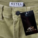 Motel Denim Spodnie Jeansowe Damskie Zielone Oliwkowe XS 34 EU - zdjęcie 3