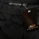 PrettyLittleThing Spodnie Damskie Czarne Dzwony Prążek XXS 32 EU - zdjęcie 2