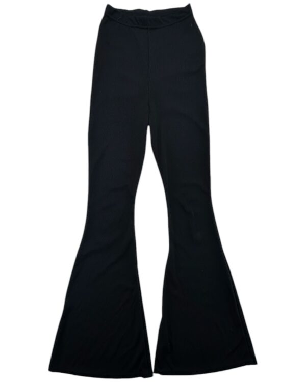 PrettyLittleThing Spodnie Damskie Czarne Dzwony Prążek XXS 32 EU