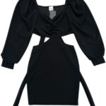 Pakuten Sukienka Czarna Bufiaste Rękawy S M 36 38 EU - zdjęcie 1