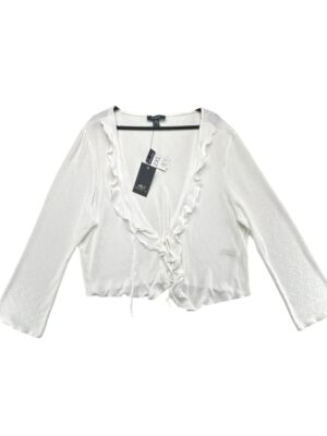 Primark Bluzka Biała Falbany Wiązanie XXL 44 EU