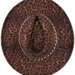 Kapelusz Fedora Leopard Print z Łańcuszkiem Brązowy One Size - zdjęcie 2
