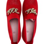 Buty Damskie Czerwone Siateczka Łańcuch Złoty R.41 EU - zdjęcie 4