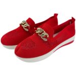 Buty Damskie Czerwone Siateczka Łańcuch Złoty R.41 EU - zdjęcie 1