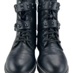 Papaya Botki Damskie Ekoskóra Czarne Zapięcia R.38 EU - zdjęcie 2