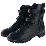 Papaya Botki Damskie Ekoskóra Czarne Zapięcia R.38 EU - zdjęcie 1