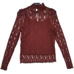 Vero Moda Bluzka Koronkowa Bordowa XS 34 EU - zdjęcie 3