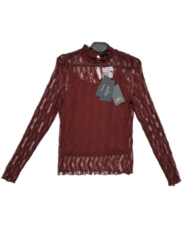 Vero Moda Bluzka Koronkowa Bordowa XS 34 EU