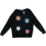 Phi Phi Sweter Damski Czarny Kwiaty One Size - zdjęcie 1