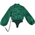 PrettyLittleThing Body Satynowe Zielone 32 EU - zdjęcie 3