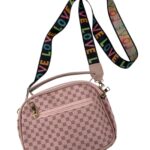 Torebka Damska Różowa Wzór Pasek LOVE - zdjęcie 2