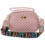 Torebka Damska Różowa Wzór Pasek LOVE - zdjęcie 3