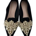 Baleriny Damskie Kobiece Czarne Eleganckie Z Perełkami R.41 EU - zdjęcie 2