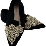 Baleriny Damskie Kobiece Czarne Eleganckie Z Perełkami R.41 EU - zdjęcie 1