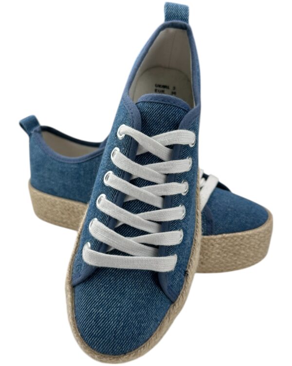 Primark Trampki Tenisówki Damskie Niebieskie Pleciona Podeszwa R.36 EU