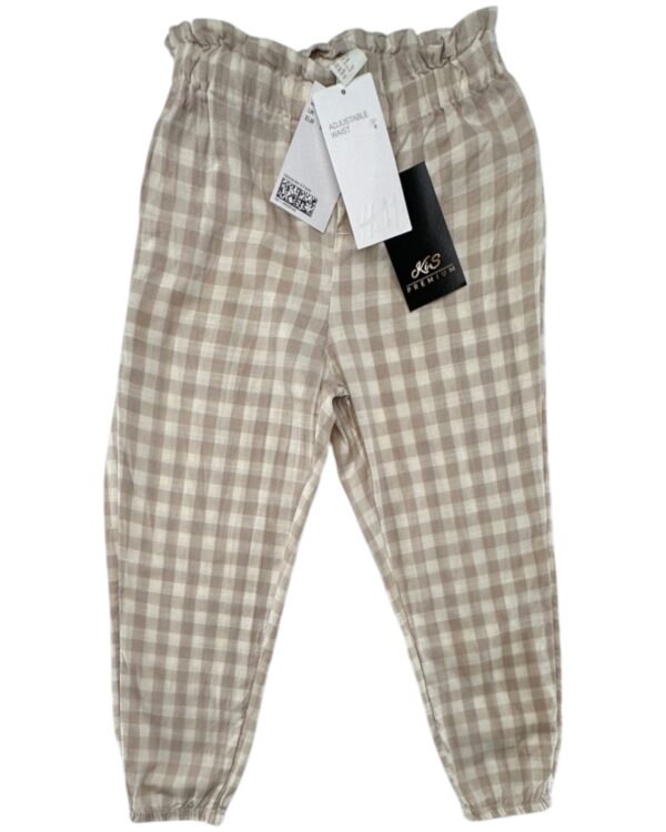 HM Spodnie Dziecięce W Kratę Beżowe Bawełna 3-4 Lata