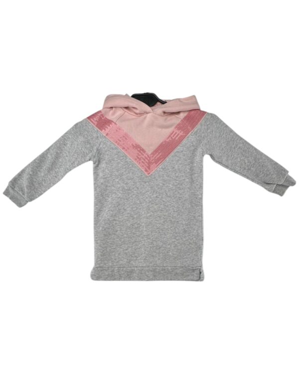 FF Bluza Dziewczęca Szaro Różowa Z Kapturem Cekiny 98-104 CM 3-4 Lata