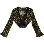 Bershka Bluzka Damska Top Czarna Kwiatowa Z Koronką S 36 EU - zdjęcie 1