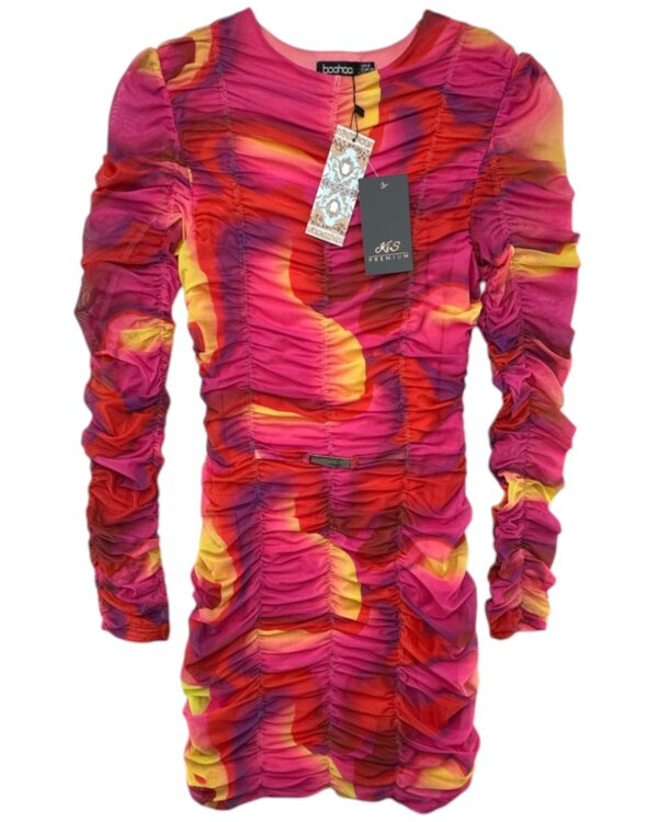 Boohoo Sukienka Marszczona Kolorowa S 36 EU