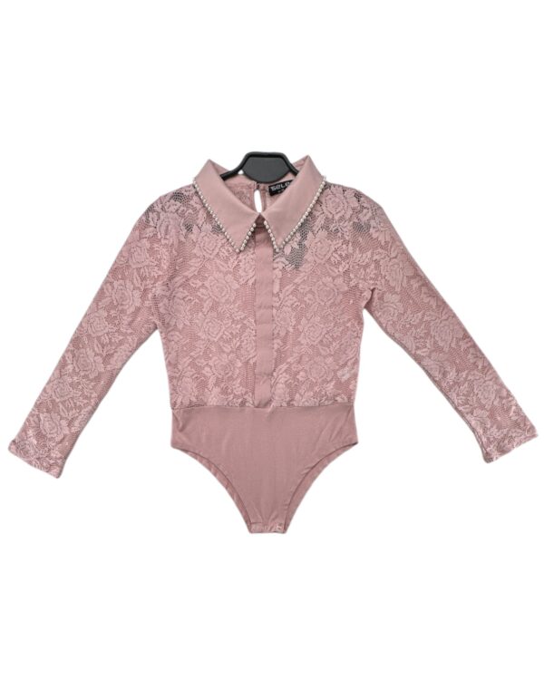 Select Body Damskie Pudrowy Róż Koronka Kołnierzyk M 38 EU