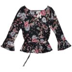 Lipsy London Bluzka Damska Czarna W Kwiaty XL 42 EU - zdjęcie 3