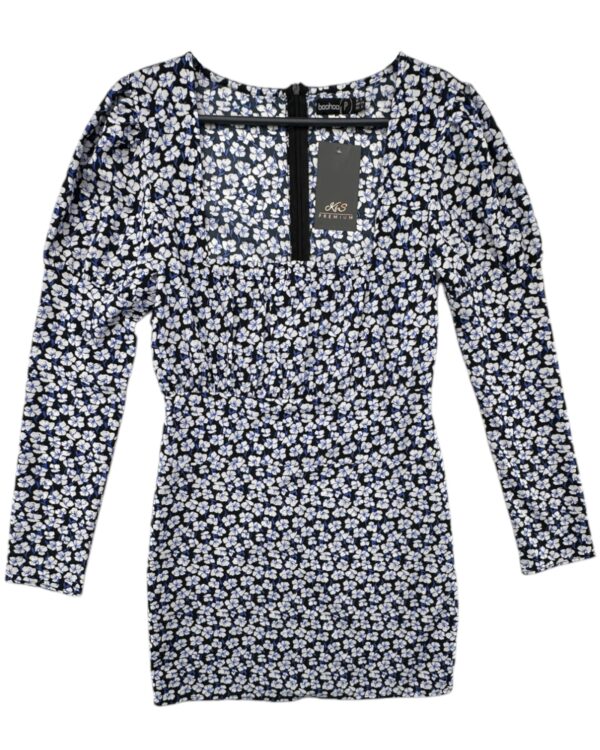 Boohoo Sukienka Kwiaty Czarna XS 34 EU