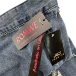 Romwe Spódnica Damska Jeansowa Przetarcia Rozcięcia M 38 EU - zdjęcie 2