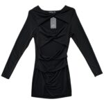 PrettyLittleThing Sukienka Czarna Marszczona L 40 EU - zdjęcie 1