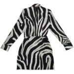 PrettyLittleThing Sukienka Koszulowa Czarno Biała Zebra XS 34 EU - zdjęcie 3