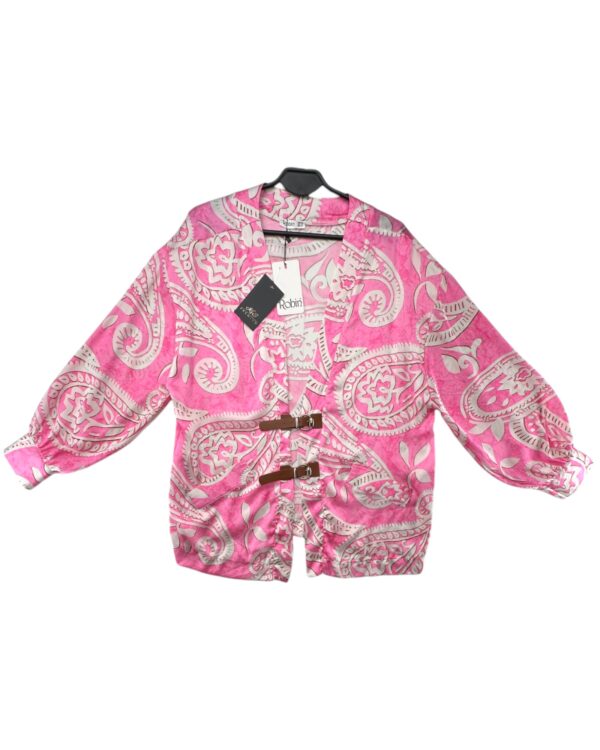 Robin Marynarka Narzuta Różowa Pasek Wzór L 40 EU