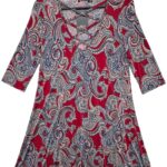 Sukienka Wzorzysta Bordowa Paisley S 36 EU - zdjęcie 1