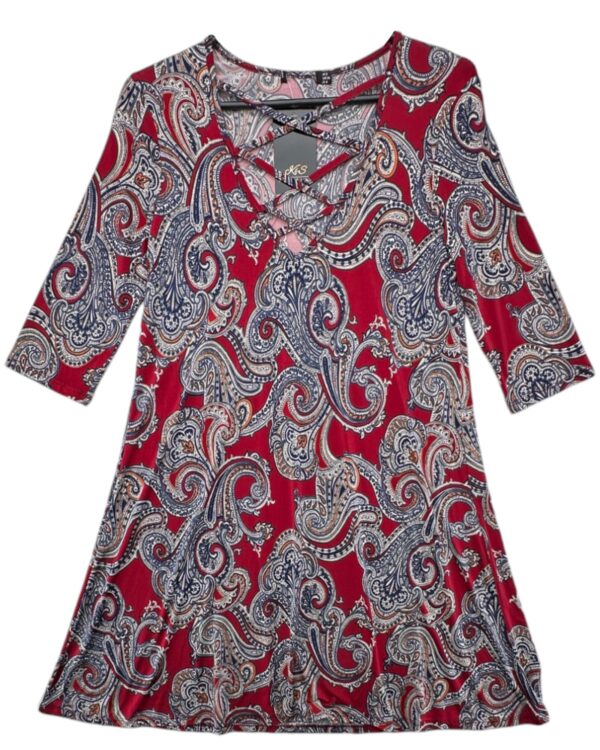 Sukienka Wzorzysta Bordowa Paisley S 36 EU