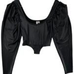 Asos Top Damski Czarny Imitacja Skóry Bufki S 36 EU - zdjęcie 1