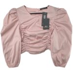 Boohoo Bluzka Damska Różowa Bufiaste Rękawy M 38 EU - zdjęcie 1