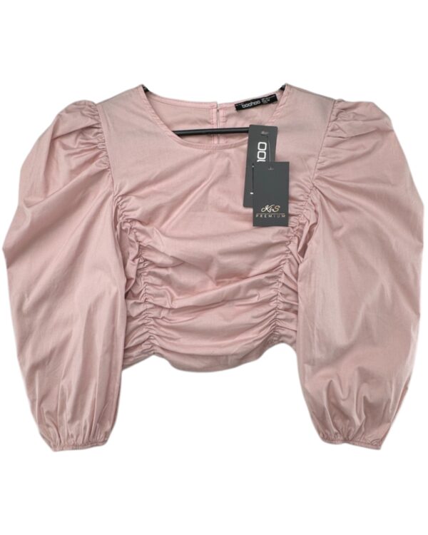 Boohoo Bluzka Damska Różowa Bufiaste Rękawy M 38 EU