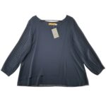 Pala D’Oro Bluzka Damska Granatowa Plisowane Rękawy L 40 EU - zdjęcie 1