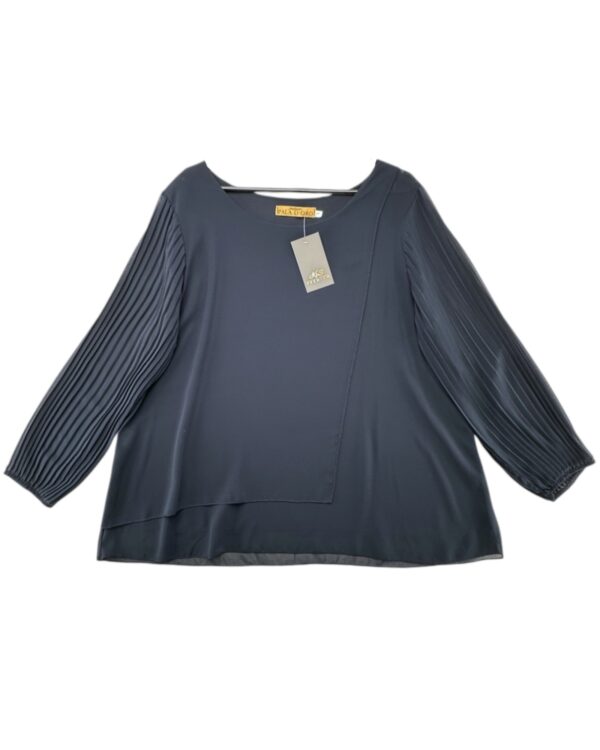 Pala D’Oro Bluzka Damska Granatowa Plisowane Rękawy L 40 EU