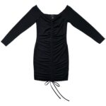 New Look Sukienka Czarna Marszczenie L 40 EU - zdjęcie 1