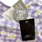 Pepco Komplet Dziecięcy Bluzka + Spodenki Fioletowe Krata Kwiaty 6-9 MSC 68-74 CM - zdjęcie 2