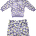 Pepco Komplet Dziecięcy Bluzka + Spodenki Fioletowe Krata Kwiaty 6-9 MSC 68-74 CM - zdjęcie 3