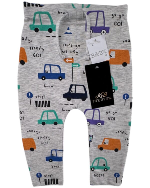 Matalan Legginsy Spodnie Dziecięce Szare Wzór Samochody 6-9 MSC