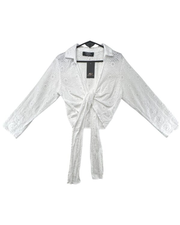 Primark Bluzka Damska Biała Ażurowa Wiązana M 38 40 42 EU