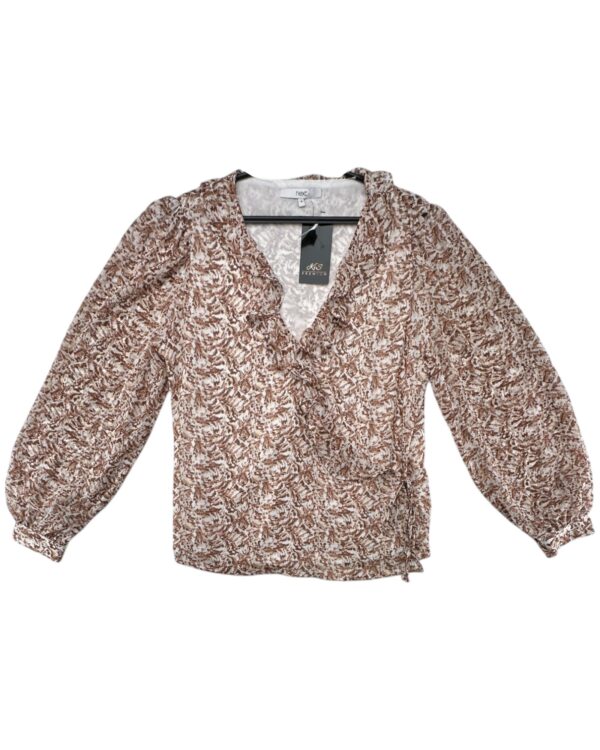 Next Bluzka Brązowa Kwiatki Falbanki 2XL 44 EU